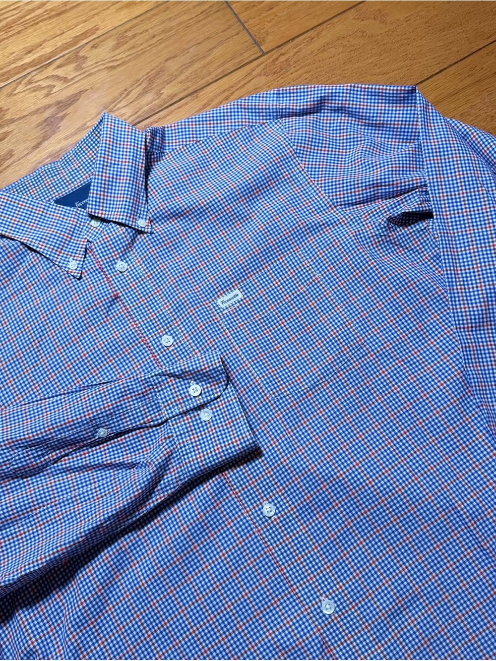 Faconnable Blue and Red Check Button-Down Shirt